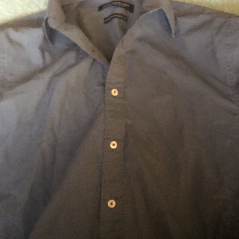 Men’s Mark Graham blue w/ tiny polka dots oxford